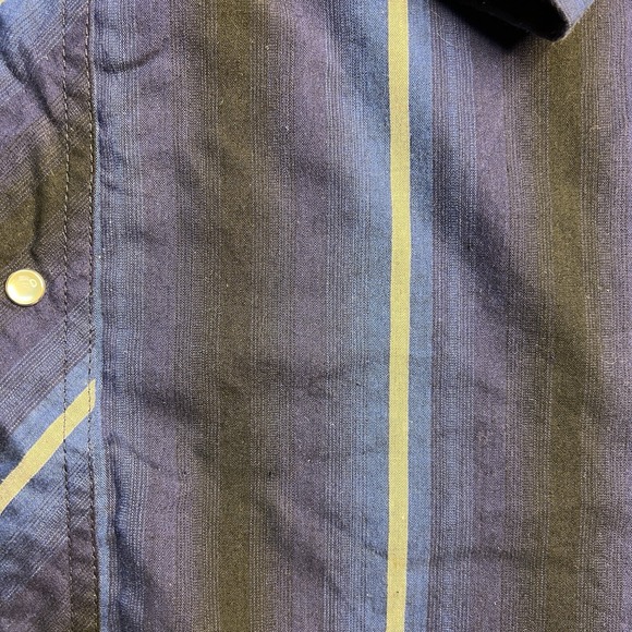 Vtg Wrangler Western Pearl Snap Men‎ Shirt Size 19X35 Striped Faded Blue - Picture 5 of 10